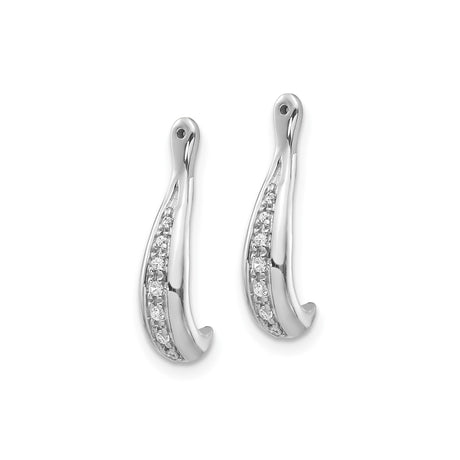 14k White Gold Fish Hook Pendant with Diamond Accents, Nautical Oceanic Symbol for Women