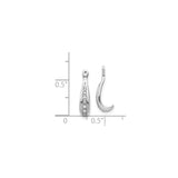 14k White Gold Fish Hook Pendant with Diamond Accents, Nautical Oceanic Symbol for Women