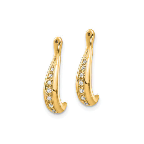 14k Yellow Gold Fish Hook Pendant with Diamond and Cubic Zirconia , Hawaiian Symbol of Strength and Prosperity