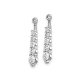 14k White Gold Dangle Earrings with Graduated Cubic Zirconia Drops, Vertical Modern Design