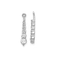 14k White Gold Dangle Earrings with Graduated Cubic Zirconia Drops, Vertical Modern Design