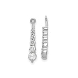 14k White Gold Dangle Earrings with Graduated Cubic Zirconia Drops, Vertical Modern Design