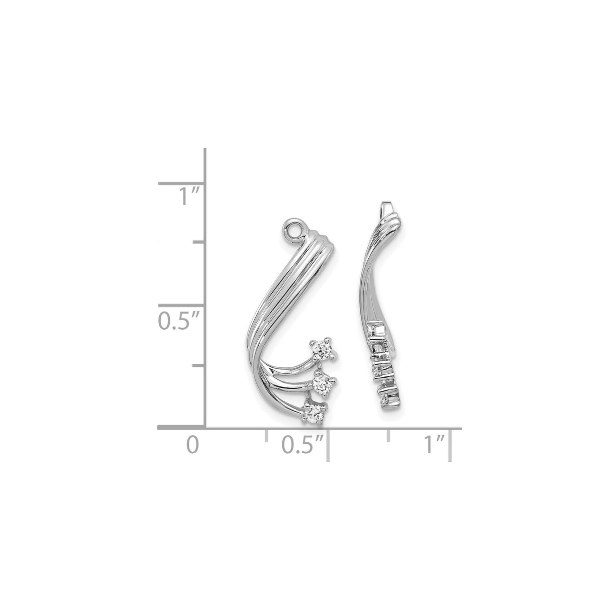 14k White Gold Pendant with Diamond Accents, Flowing Abstract Sculptural Design