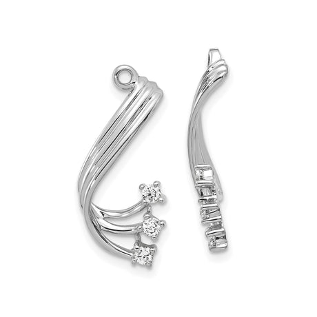 14k White Gold Pendant with Diamond Accents, Flowing Abstract Sculptural Design