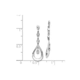 14k White Gold Teardrop Dangle Earrings with Diamonds, Modern Statement Style