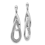 14k White Gold Teardrop Dangle Earrings with Diamond Accents, Elegant Drop Design for Women