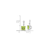 14k White Gold Dangle Earrings with Peridot and Diamond Accents, Polished Drop Design