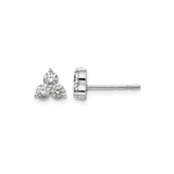 14k White Gold Stud Earrings with Lab Grown Diamonds in Triangle Cluster Design