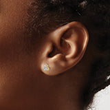 14k Yellow Gold Stud Earrings with Trio of Round Cut Clear Gemstones in Triangle Formation