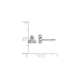14k White Gold Stud Earrings with Three Round Cut Lab Diamonds in Triangular Cluster Design