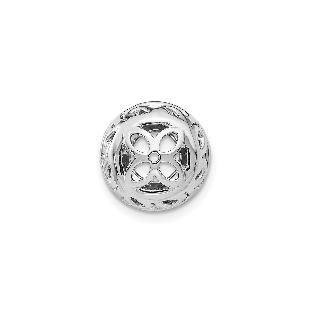 14k White Gold Earring Jackets with Cubic Zirconia Halo, Floral Scroll Filigree Design