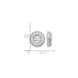 14k White Gold Earring Jackets with Cubic Zirconia, Floral Cutout and Heart Filigree Design