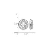 14k White Gold Earring Jackets with Diamond Halo, Openwork Floral Scrollwork Design