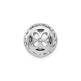 14k White Gold Earring Charms with Cubic Zirconia Halo, Floral Cutout and Filigree Detail