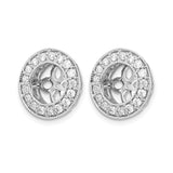 14k White Gold Flower Stud Earrings with Openwork Floral Design and Lab Diamond Halo