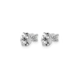 14k White Gold Diamond Stud Earrings, Round Solitaire in Four Prong Setting, Minimalist Style