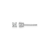 14k White Gold Diamond Stud Earrings, Round Solitaire in Four Prong Setting, Minimalist Style