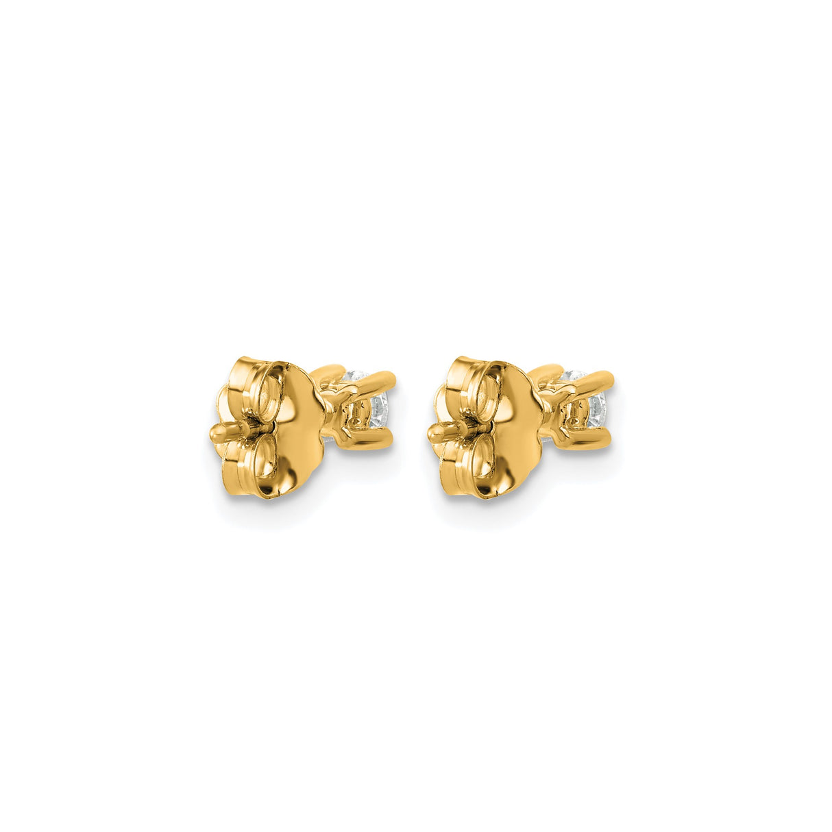 14k Yellow Gold Solitaire Stud Earrings with Round-Cut Clear Gemstones, Classic Four Prong Setting