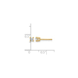 10k Yellow Gold Stud Earrings with Round Cut Diamond in Four Prong Setting, Classic Design for Women