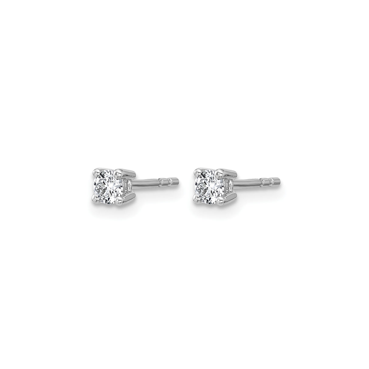 10k White Gold Solitaire Stud Earrings with Diamond, Classic Minimalist Style for Women