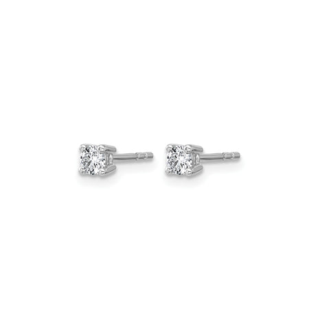 10k White Gold Solitaire Stud Earrings with Diamond, Classic Minimalist Style for Women