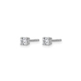 14k White Gold Stud Earrings with Round Cut Lab Grown Diamonds, Classic Solitaire Style