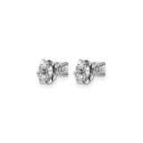14k White Gold Stud Earrings with Round Cut Lab Grown Diamonds, Classic Solitaire Style