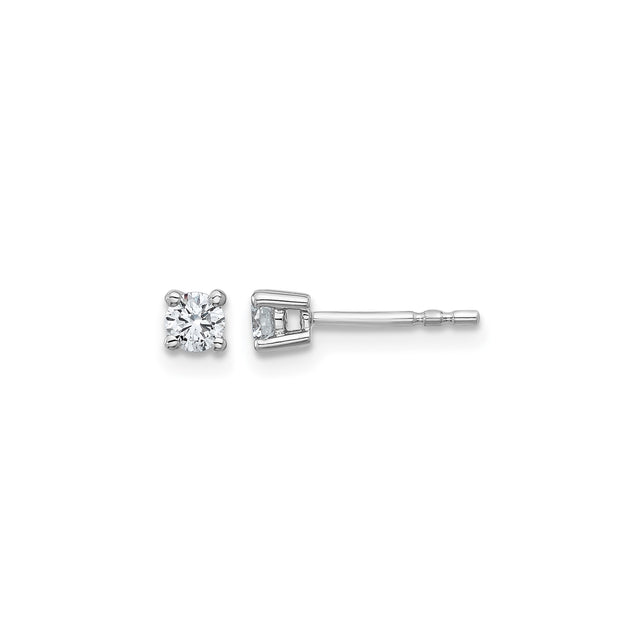 10k White Gold Solitaire Stud Earrings with Diamond, Classic Minimalist Style for Women