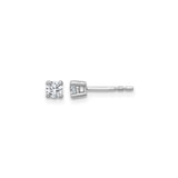 14k White Gold Stud Earrings with Round Cut Lab Grown Diamonds, Classic Solitaire Style