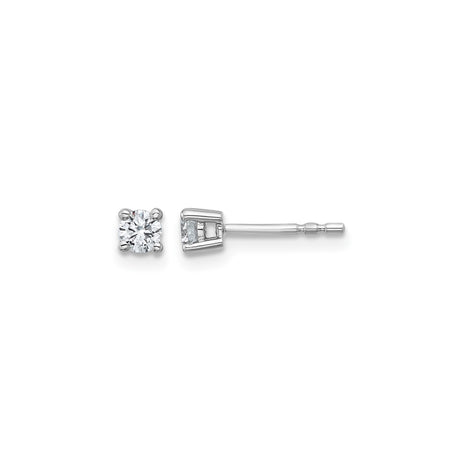14k White Gold Stud Earrings with Round Cut Lab Grown Diamonds, Classic Solitaire Style