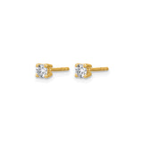 10k Yellow Gold Stud Earrings with Diamond, Round Cut, Classic Four Prong Setting for Women