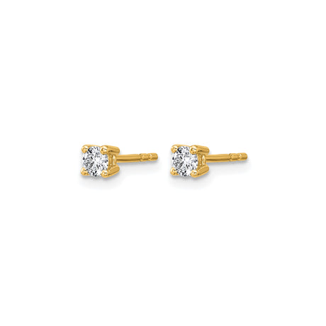 10k Yellow Gold Stud Earrings with Diamond, Round Cut, Classic Four Prong Setting for Women