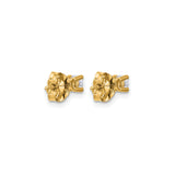 14k Yellow Gold Solitaire Stud Earrings with Clear Round Gemstone, Classic Four Prong Setting