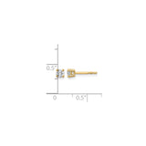 10k Yellow Gold Stud Earrings with Diamond, Round Cut, Classic Four Prong Setting for Women