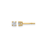 10k Yellow Gold Stud Earrings with Diamond, Round Cut, Classic Four Prong Setting for Women