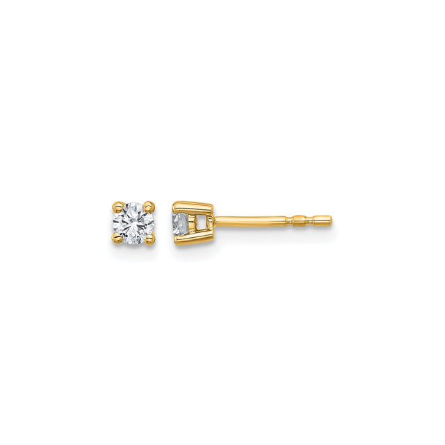 10k Yellow Gold Stud Earrings with Diamond, Round Cut, Classic Four Prong Setting for Women