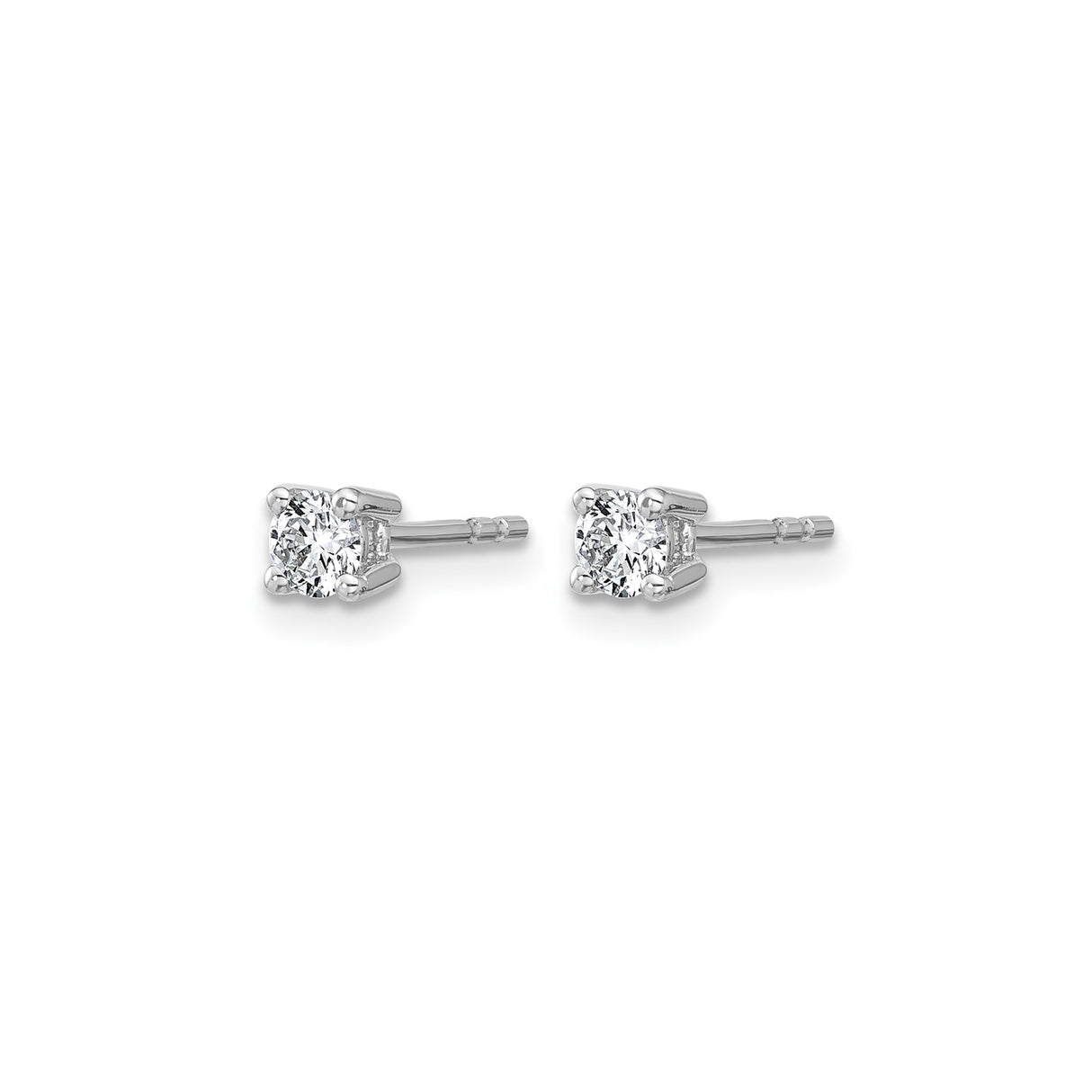 10k White Gold Solitaire Stud Earrings with Round Cut Diamond in Four Prong Setting