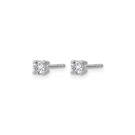 10k White Gold Solitaire Stud Earrings with Round Cut Diamond in Four Prong Setting