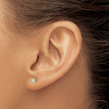 10k Yellow Gold Stud Earrings with Round Cut Diamond in Classic Four Prong Setting