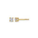 14k Yellow Gold Solitaire Stud Earrings with Round White Gemstones, Classic Four Prong Setting