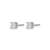14k White Gold Diamond Stud Earrings, Round Lab Grown, Four Prong Setting, Classic Minimalist Design