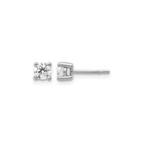 14k White Gold Diamond Stud Earrings, Round Lab Grown, Four Prong Setting, Classic Minimalist Design