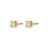 14k Yellow Gold Solitaire Stud Earrings with Clear Round Gemstone in Four Prong Setting