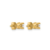 10k Yellow Gold Stud Earrings with Diamond, Round Cut Solitaire, Minimalist Classic Style