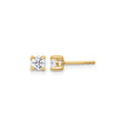 10k Yellow Gold Stud Earrings with Diamond, Round Cut Solitaire, Minimalist Classic Style