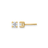 10k Yellow Gold Stud Earrings with Diamond, Round Cut Solitaire, Minimalist Classic Style