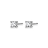 14k White Gold Diamond Solitaire Stud Earrings, Four Prong Setting, Lab Grown
