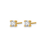 14k Yellow Gold Solitaire Stud Earrings with Round Cut Clear Gemstone, Classic Minimalist Style