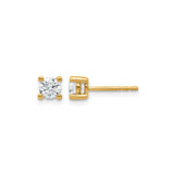 14k Yellow Gold Solitaire Stud Earrings with Round Cut Clear Gemstone, Classic Minimalist Style
