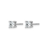 14k White Gold Diamond Stud Earrings with Round Cut Lab Grown Stones, Solitaire Design